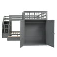 thumbnail image 6 of Twin-Twin over Full L-Shaped Bunk Bed With 3 Drawers, Portable Desk and Wardrobe, Gray, 6 of 7