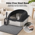 thumbnail image 3 of Alvantor XL Enclosed Stainless Steel Cat Litter Box with Lid and High Sides, Includes Litter Mat & Scoop, 3 of 7