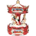 thumbnail image 6 of Northlight Winter Horses Animated Musical Christmas Carousel - 6.5" - Red and White, 6 of 9