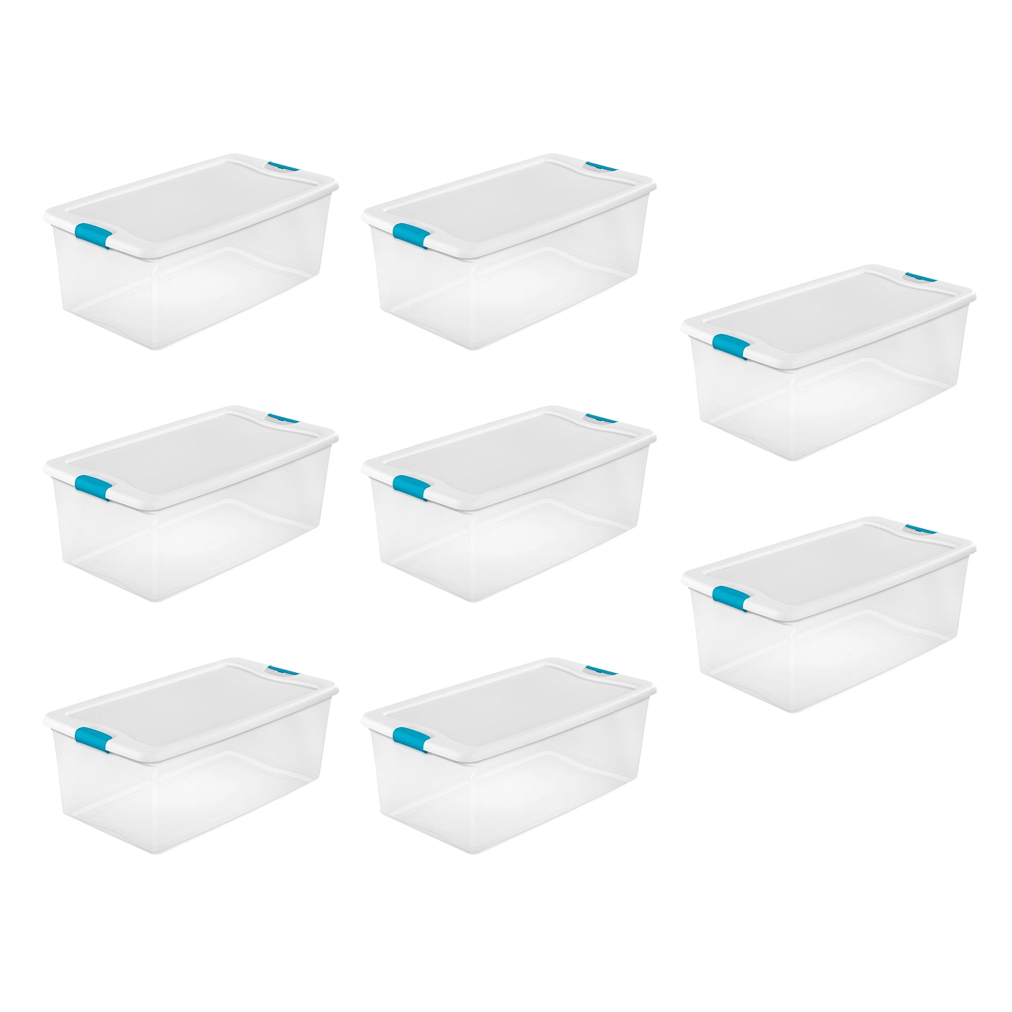 Sterilite 106 Quart Clear Plastic Storage Bin with White Latch Lid, 8