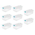 thumbnail image 1 of Sterilite 106 Quart Clear Plastic Storage Bin with White Latch Lid, 8 Pack, 1 of 11