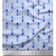 thumbnail image 1 of Soimoi Blue Velvet Fabric Shells Ocean Print Fabric by Yard 58 Inch Wide, 1 of 3