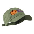 thumbnail image 5 of Happy Halloween Smile Pumpkin Embroidered Cap - Olive OSFM, 5 of 5
