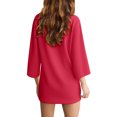 thumbnail image 7 of Elvqul Womens Dresses Loose Slim Fit Dress Red Long Sleeve Winter Crew Neck Solid Color Midi Dresses for Women, 7 of 7