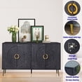 thumbnail image 3 of Lunale Modern Lacquered Wooden Sideboard Storage Cabinet, Buffet Server Cabinet for Living Room, Entryway, Distressed Black, 3 of 6