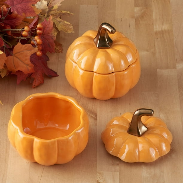 Better Homes & Gardens 2-Piece Orange Pumpkin Soup Bowl Set with Lids