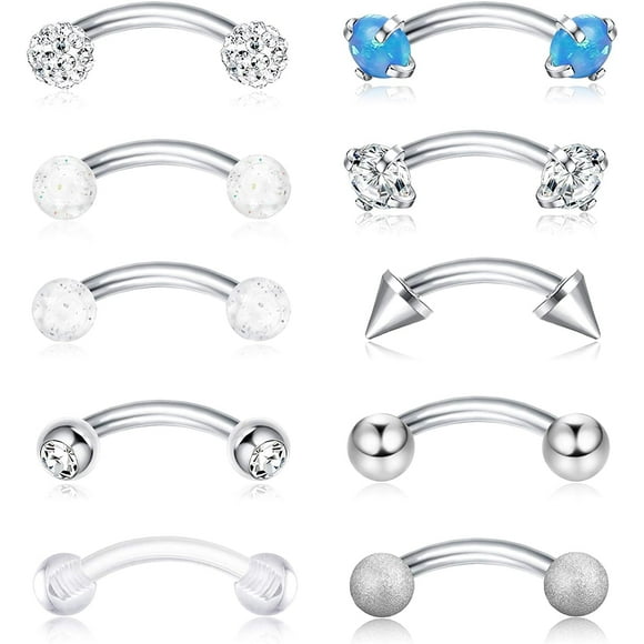 16G Eyebrow Lip Belly Button Rings Rook Earrings Daith Helix Piercings Barbell Body Jewelry