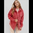thumbnail image 4 of Chaqueta de Larga con Solapa Suelta para Mujer, Cárdigan Irregular con Bolsillo de Rojo M, 4 of 7