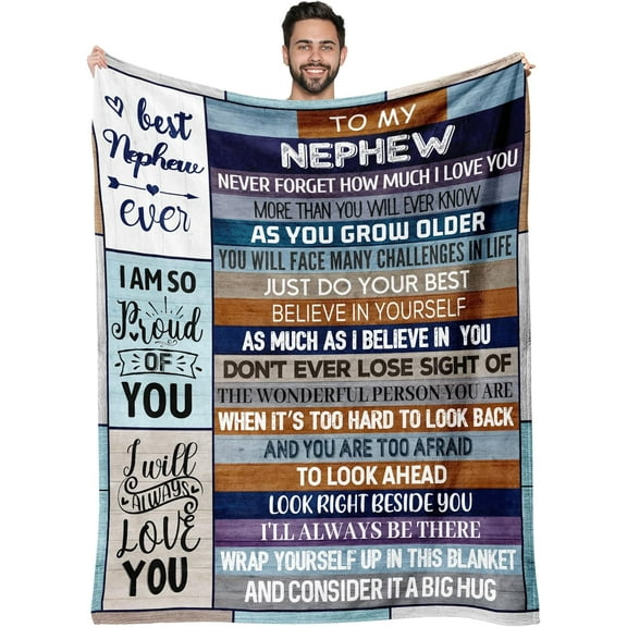 Nephew Gifts from Auntie, Nephew Fathers Day Blanket Gifts for Nephew from Aunt Uncle, Birthday Gifts Idea for Nephew, Best Nephew Ever Gifts, Christmas Graduation Gift for Nephew