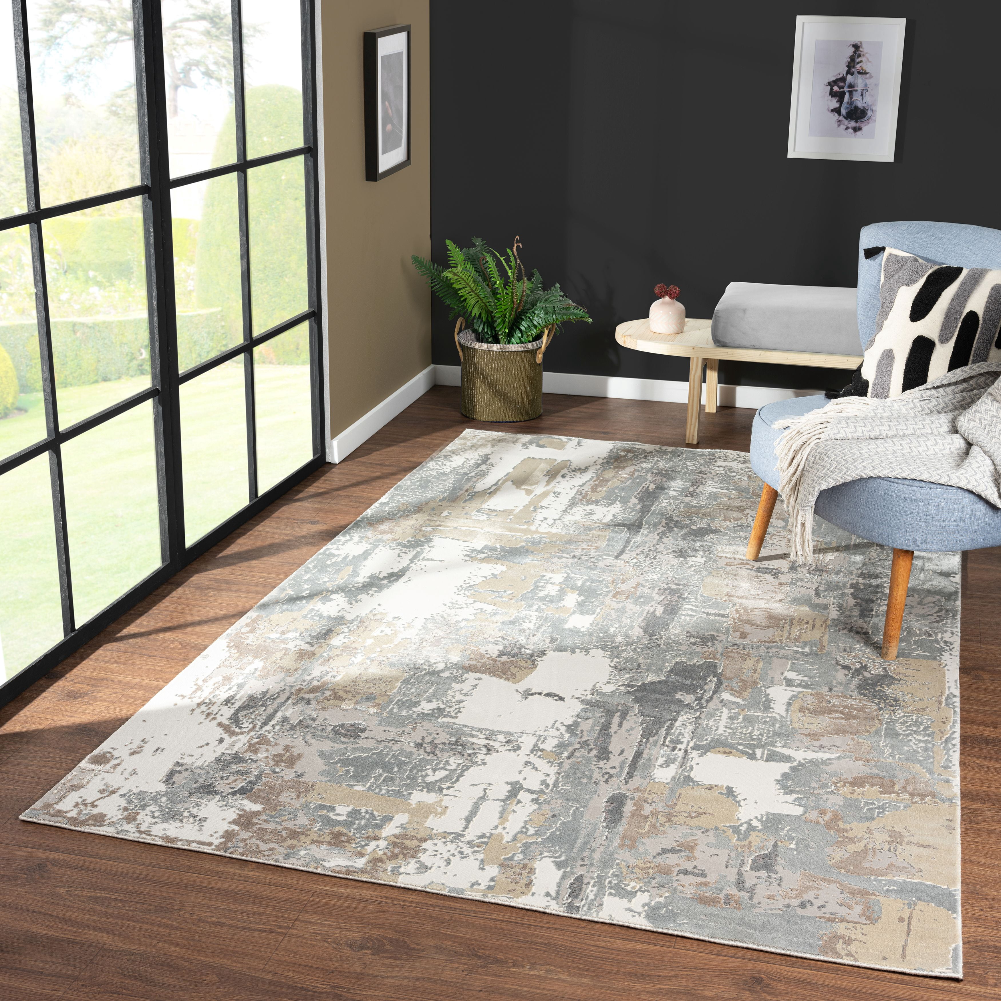 Harlow Hill Cherry Abstract Modern/Contemporary Luxelon Blend Indoor Area Rug, 5' x 8'