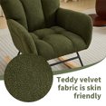thumbnail image 5 of Modern Nursery Rocking Chair Upholstered Glider Chair with High Backrest Rocker Accent Armchair with Solid Wood Legs for Nursery Bedroom Living Room Teddy(dark green), 5 of 10