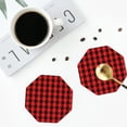 thumbnail image 5 of Lsque Retro red and Black Houndstooth Pattern 4" Drink Coasters Set of 6, Leather Absorbent Coasters, Table Coaster Set Decorative Coffee Cup Coasters Housewarming Gift,Octagon, 5 of 7