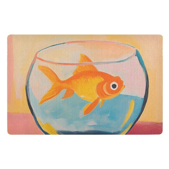 Yayeee Doormat for Indoor Entrance 32" x 20" Non Slippery Floor Rug, Goldfish