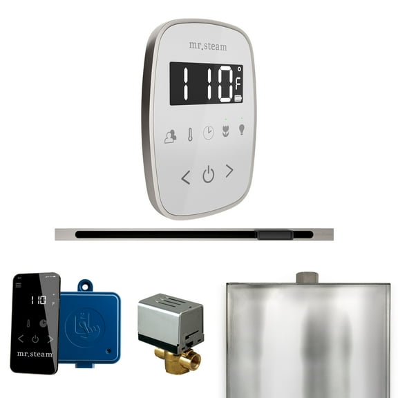 Mr Steam ButlerFlex Steam Shower w/TempoFlex Control and Linear Steamhead in White Brushed Nickel