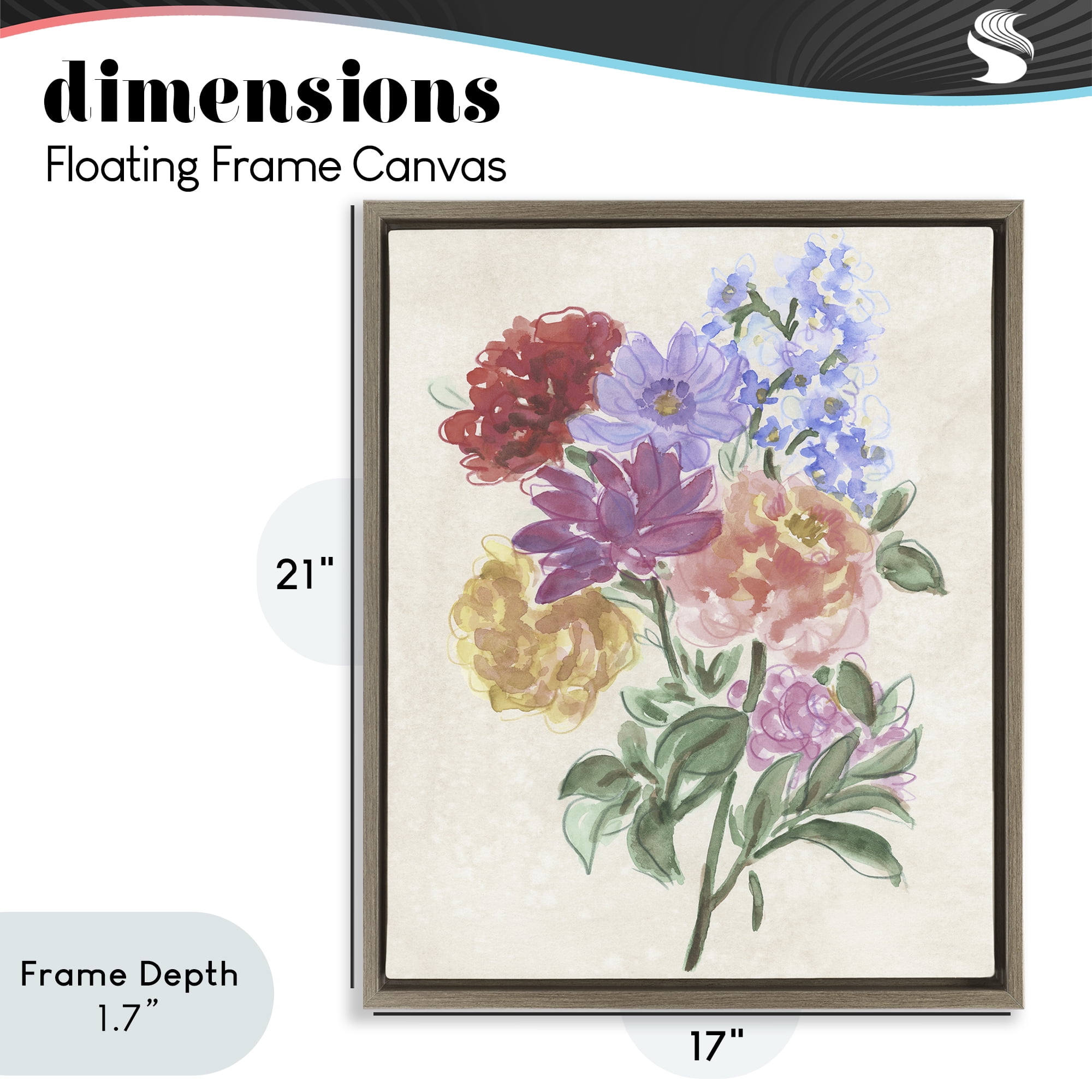 Stupell Industries Blooms On Parchment Brown Framed Floater Canvas Wall Art, design by June Erica Vess