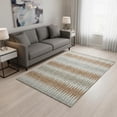 thumbnail image 2 of HomeRoots 668984 5 x 8 ft. Rust Gray & Silver Striped Washable Machine Made Rectangle Area Rug with UV Protection, 2 of 9