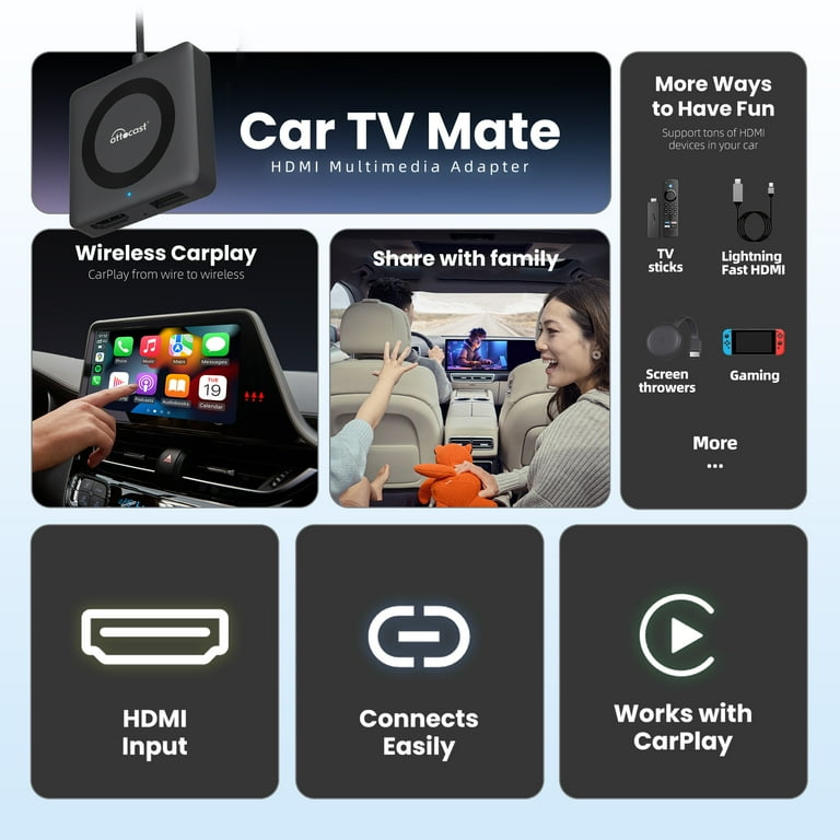 Car TV Mate Max Wireless CarPlay Android Auto 2 In 1 Adapter for