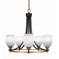 thumbnail image 1 of Paramount 5 Light Chandelier In Matte Black And Brass Finish With 5" White Matrix Glass, 1 of 1