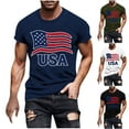 thumbnail image 5 of Chiccall Mens 4th of July Crew Neck Patriotic T-Shirts Independence Day American Flag Print Casual Short Sleeve Tee Tops, 5 of 5