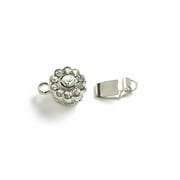 Cousin Metal Rhinestone Floral Clasp, 1 Each