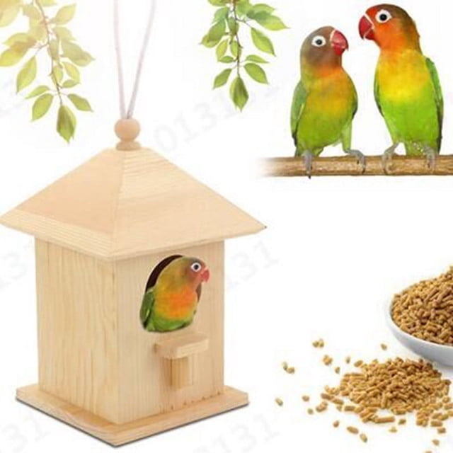 Xihbxyly Ventas Hoy Comedero para Pajaros de Madera Maciza para Exteriores, Estilo Idílico, 1 Unidad