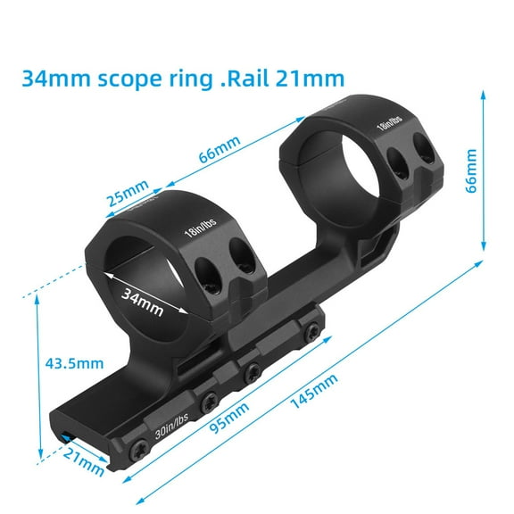 Rigid Precision Scope Mount 20 MOA Cantilever Riflescope Mounts for Precision Shooting(34MM)
