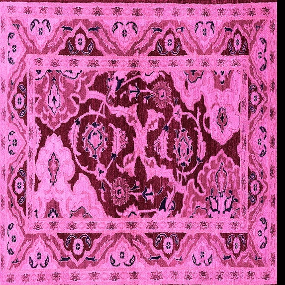 Ahgly Company Indoor Square Oriental Pink Industrial Area Rugs, 4' Square
