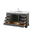 thumbnail image 3 of Wyndham Collection Deborah 60" Marble-Top Wood Single Bathroom Vanity in Gray, 3 of 4