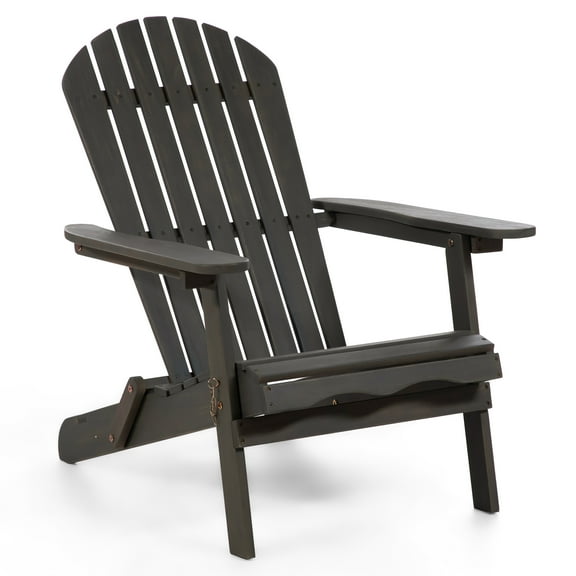 Furniture of America Taylor Wood Foldable Patio Adirondack Chair, Weathered Gray