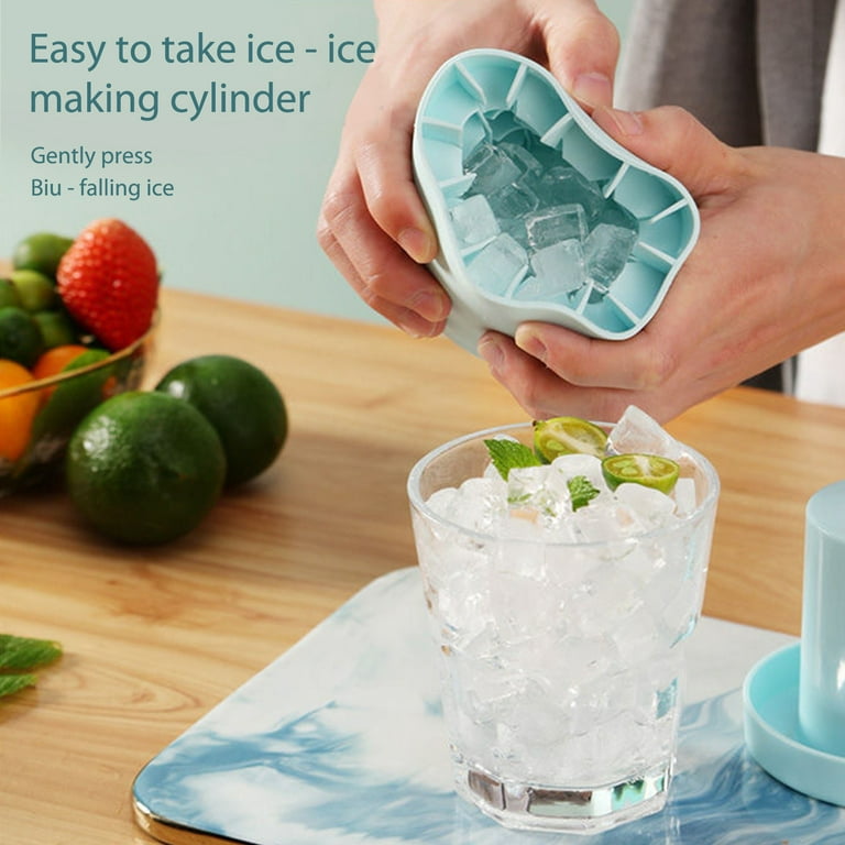 Mini Ice Maker Cup, Cylinder Ice Cube Mold, Small Ice Cube Tray with Lid,  Decompress Ice Lattice Molding Ice Cup Press-Type, 60 Ice Cubes Make