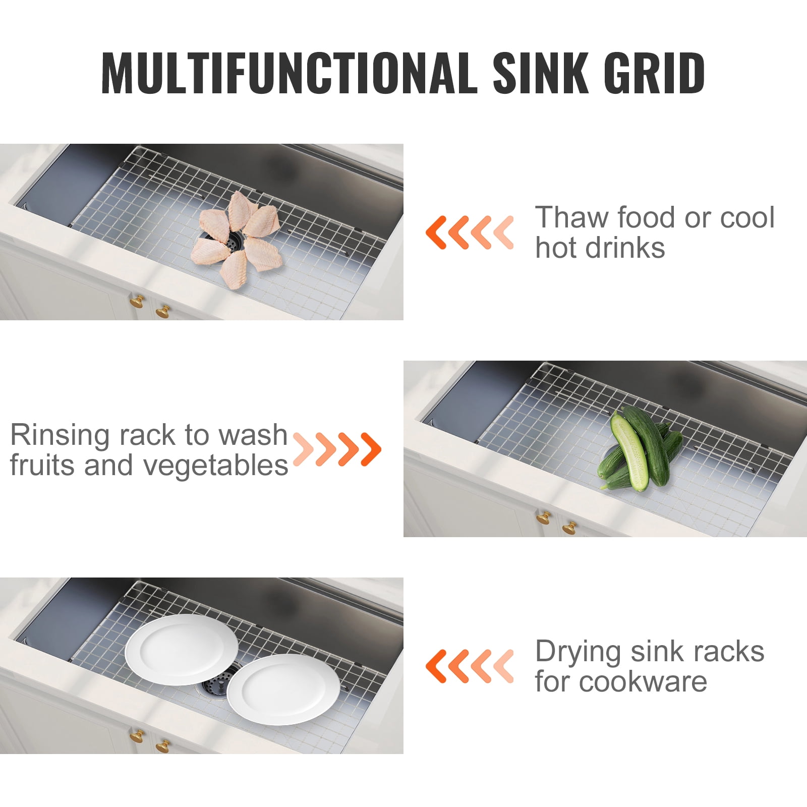 BENTISM Sink Protector Grid For Kitchen 28.5" L x 15.6"W Stainless Steel Drain Rack