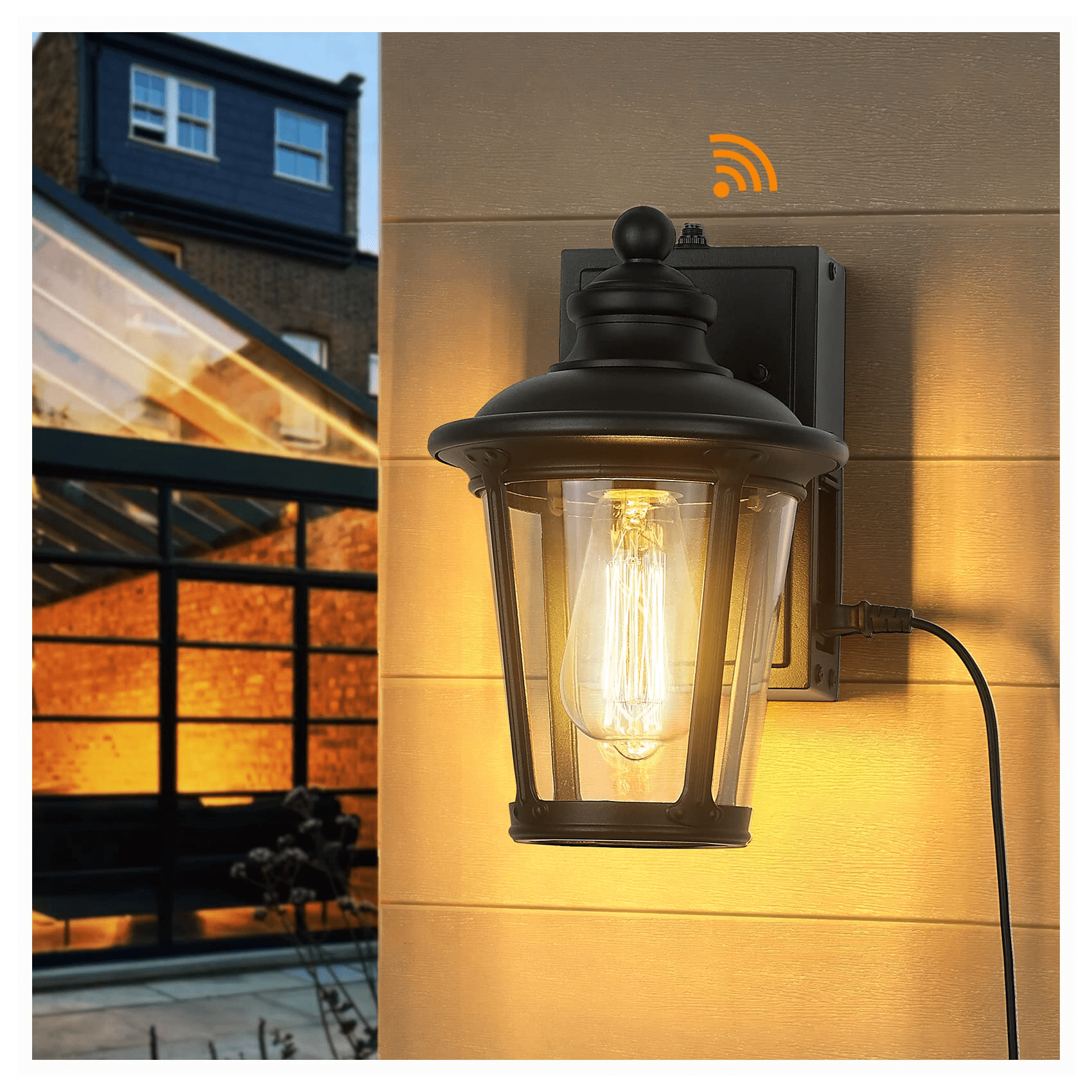 Dusk to Dawn Outdoor Wall Lighting with Builtin GFCI Outlet Exterior Porch Light Photocell