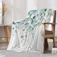thumbnail image 6 of Fleece Blanket Retro Watercolor Eucalyptus Leaves Blankets, Soft Cozy Warm Flannel Throw Blanket, Gradient Botantical Blanket for Bed Couch Sofa,40x60In, 6 of 9