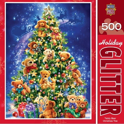MasterPieces Teddy Bear Christmas Tree Glitter Puzzle, 500 Piece