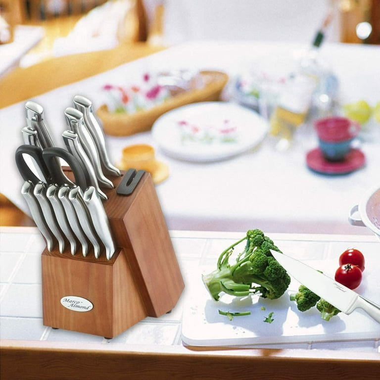 Marco Almond Knife Sets, 14 Pieces Stainless Steel Cutlery Kitchen Knife  Block Set with Sharpener - Coupon Codes, Promo Codes, Daily Deals, Save  Money Today