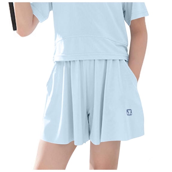 MGDXOX Girls Quick Dry Flowy Skort Shorts Elastic Waist Lightweight Breathable Loose Skort for Sports Running Beach Trips and Summer Daily Wear Blue 5 Years