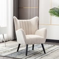 thumbnail image 2 of Solid Black Wood Legs Upholstered Accent Chair Modern Solid Wood Accent Chair, Velvet Fabric Back Upholstered Lounge Chairs, Living Room Furniture, 2 of 7