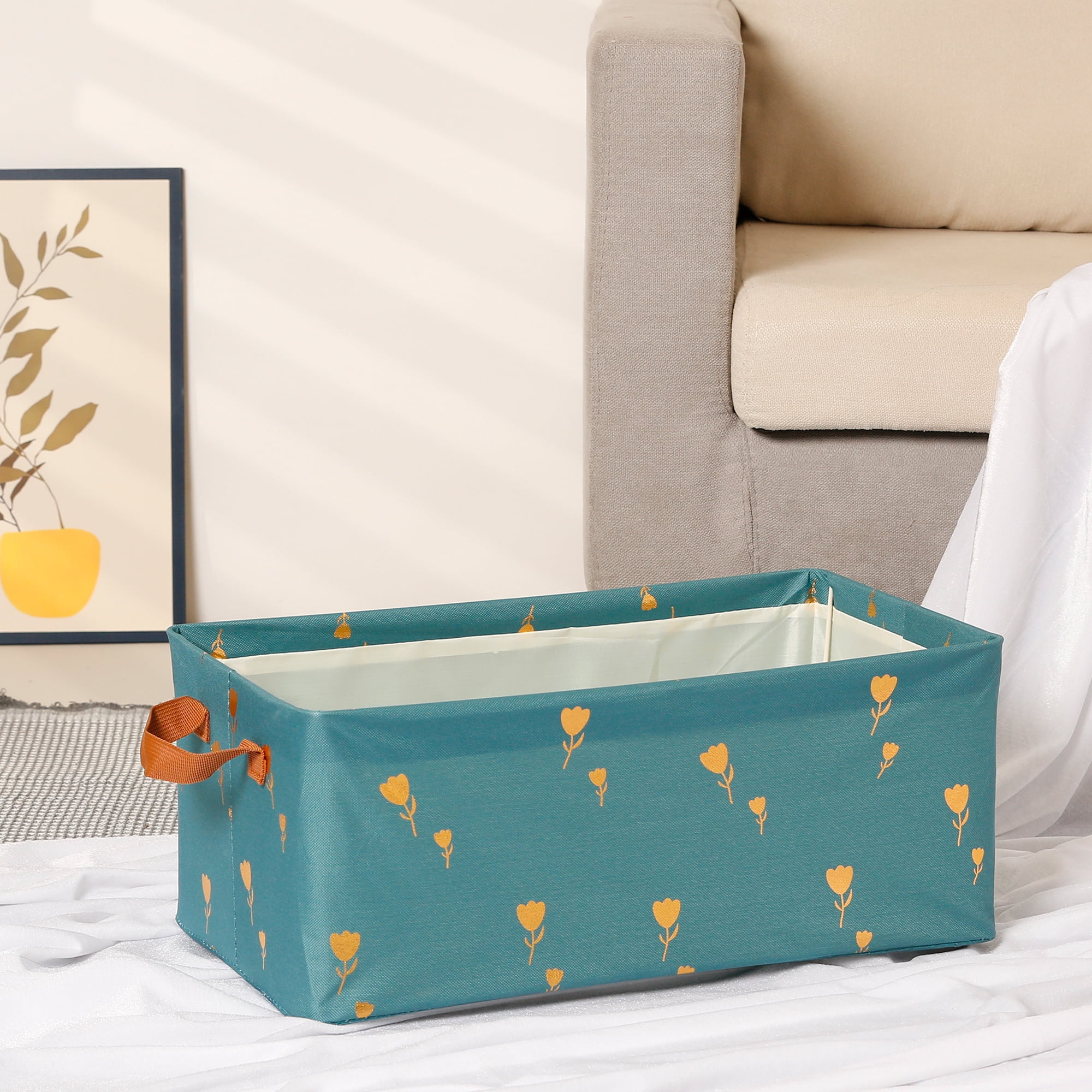 Unique Bargains Fabric Storage Cube Storage Bin Storage Basket Green