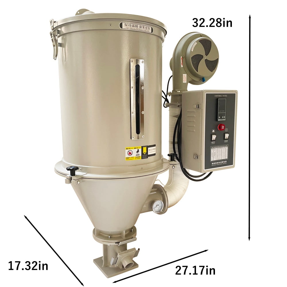 15kg Hopper Type Plastic Pellet Dryer Hot Air Drying Machine PP PET Plastic Raw Material Drying Machine Extruder 220V