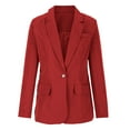 thumbnail image 4 of Olyvenn Trendy Loose Blazers Coats Elegant for Women Solid Slim Fit Business Work Office Lightweight Notched Lapel Collar Womens Suit Button Open Front Casual Long Sleeve Blazer Jackets Red 8, 4 of 6