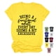 thumbnail image 2 of Camiseta holgada informal elástica con cuello redondo y estampado de letras de manga corta para mujer para verano, 2 of 4