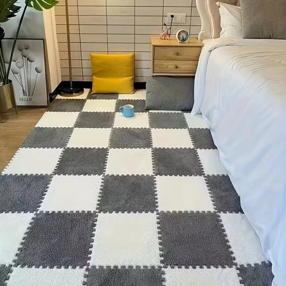 Soft Plush Puzzle Mat BPA-free Interlocking Foam Living Room Rug Warm Non-slip Washable Floor Protector Home Decor Mat