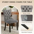 thumbnail image 2 of DONICK Velvet Upholstered Dining Chair Set of 2,Modern Tufted Kitchen Chairs Nailhead Lion Pull Ring Black Wood Legs(Gray), 2 of 10