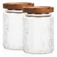 thumbnail image 2 of Clear Glass Food Jars 2Pcs With Wooden Lid Suitable For Home Kitchen And Desk Use Offering Multipurpose Functions, 2 of 2