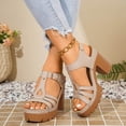 thumbnail image 4 of KIJBLAE Women's Chunky Heel Gladiator Sandals, Open-Toe Cutout with Buckle, Plus Size Gothic Comfort Footwear Khaki 40, 4 of 9