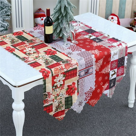 

Cheer US Christmas Table Runner Winter Long Burlap Linen Holiday Xmas Theme Snowflake Snowman Farmhouse Rustic Coffee Dining Party Outdoor