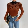 thumbnail image 4 of Women’s Half Turtleneck Striped Knit Sweater, Slim Fit Long Sleeve Pullover Top, Lightweight Viscose Ribbed Knitwear for Fall Winter, Elegant Office Casual Layering Shirt, Gift for Mom or Her, 4 of 6