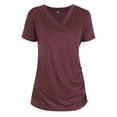 thumbnail image 3 of Noric Women V Neck Short Sleeve Maternity Nursing T-Shirt Side Ruched Slim Fit Pregnancy Soft Casual Pullover Top, 3 of 9