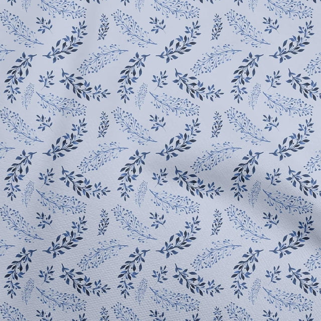 oneOone Rayon Blue Fabric Leaves Craft Projects Decor Fabric Printed By The Yard 56 Inch Wide