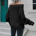 thumbnail image 4 of Womens Fall Fashion 2022! QLEICOM Sweaters for Women, Women's Off-the-shoulder Sweater Women's Loose Autumn And Winter Long-sleeved Sweater On Clearance, 4 of 6